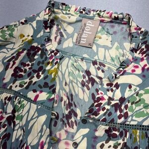 Dolan Left Coast Collection Womens XS Blue Abstract Floral Viscose Shift Dress